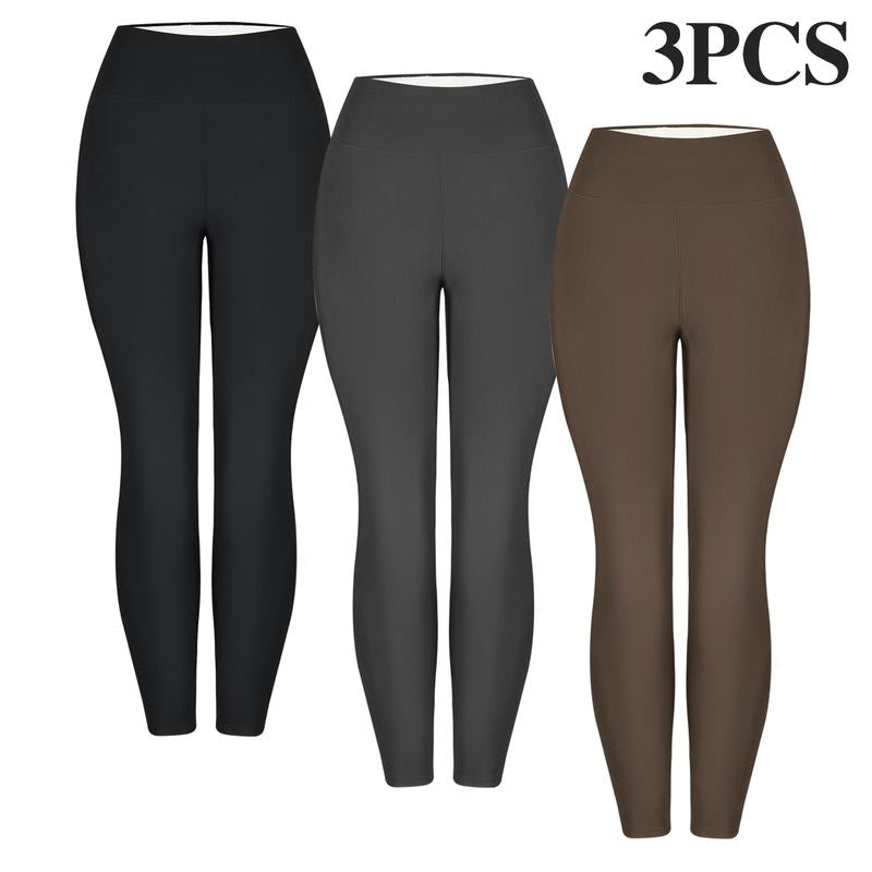 CHRLEISURE 1/3PCS Winter Thick Warm Fleece Lined Leggings for Cold Weather High Waist Women'S Cozy Workout Wear Fleece Pants for Yoga Riding Casual Wear